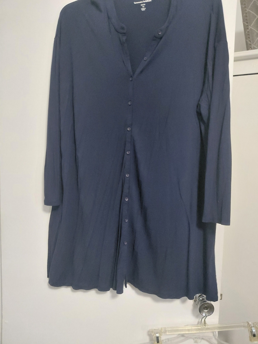 Long Navy Button-Front Cardigan